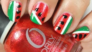 Simple Abstract Water Melon Nail Art