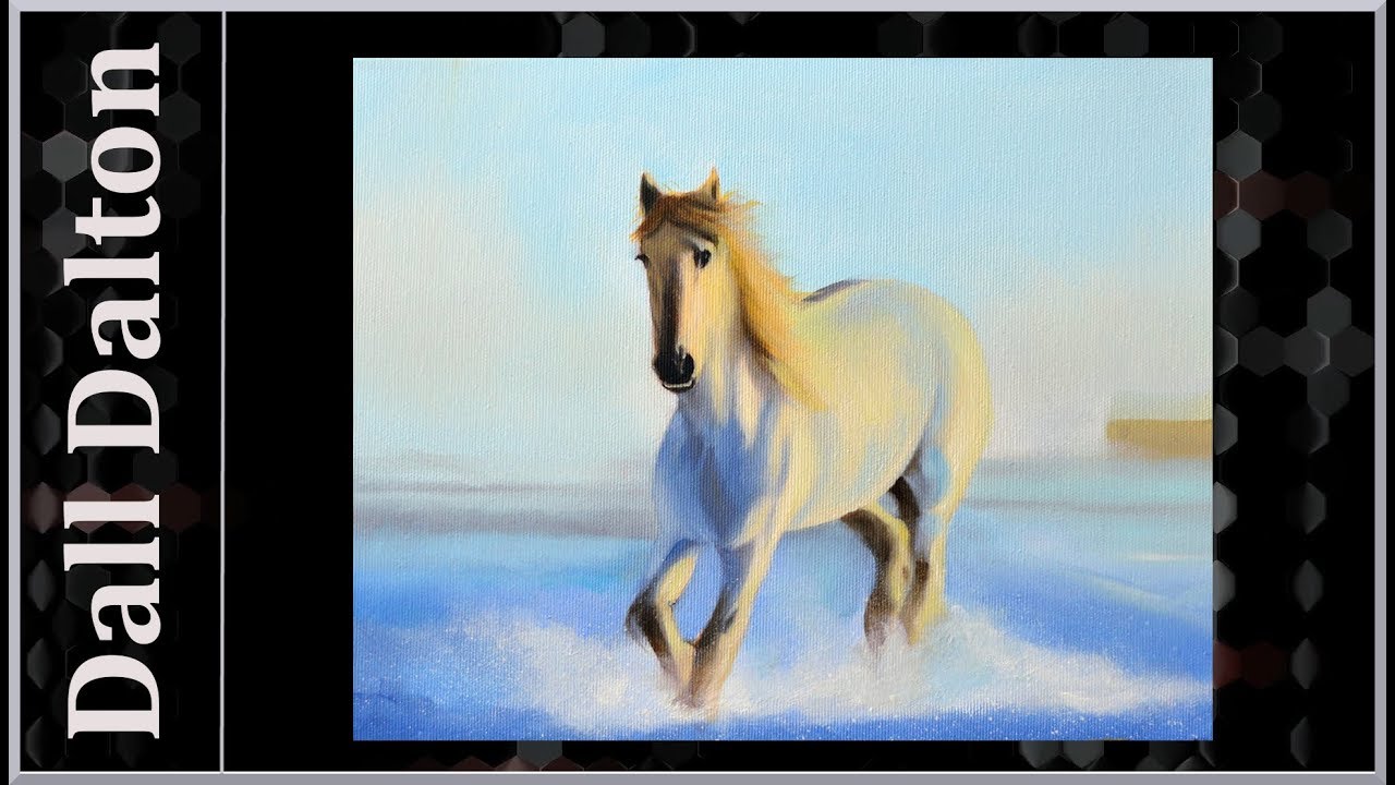 Dall Dalton OBRAZ OLEJNY Koń zima speed painting