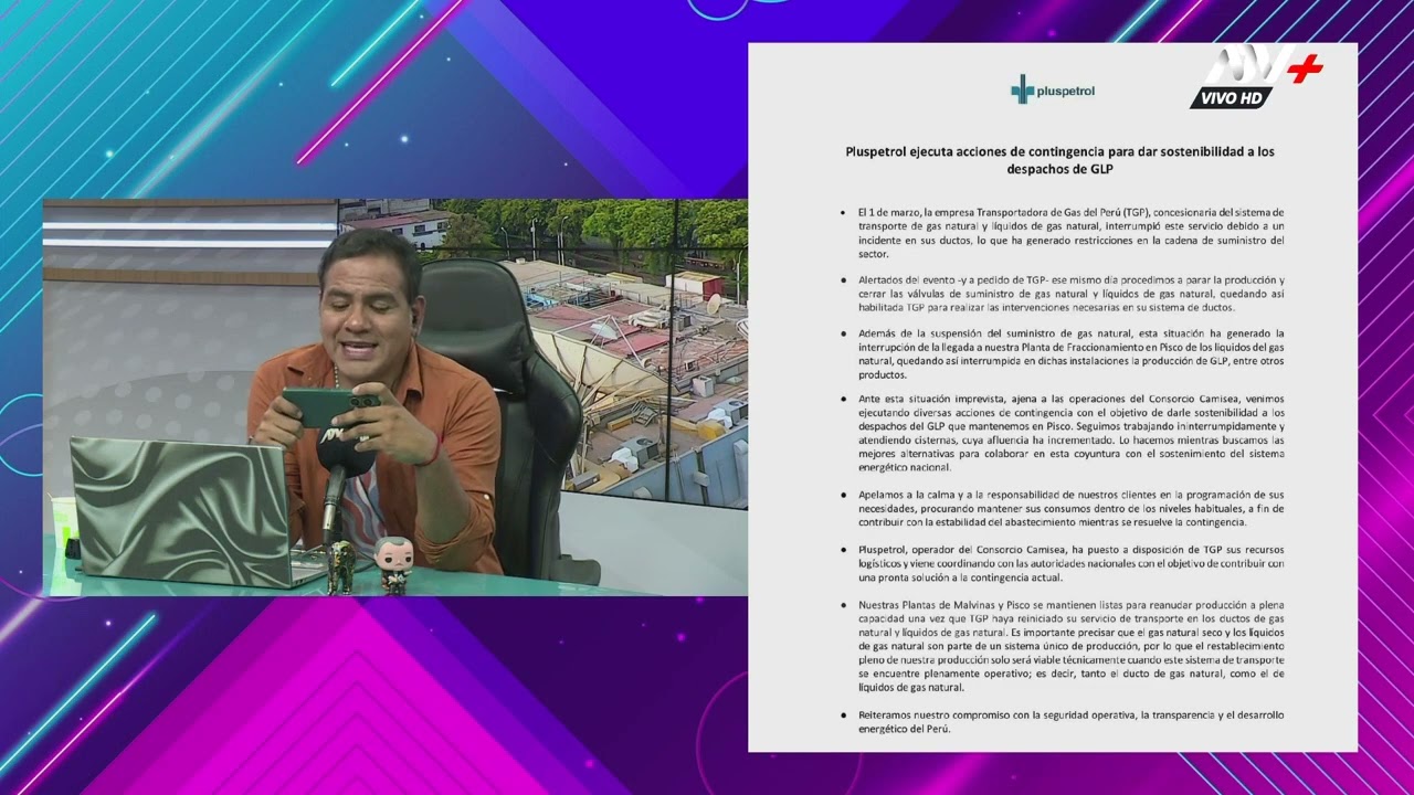 Pluspetrol paraliza producción de GLP en Pisco por incidente en ductos de TGP y pide calma