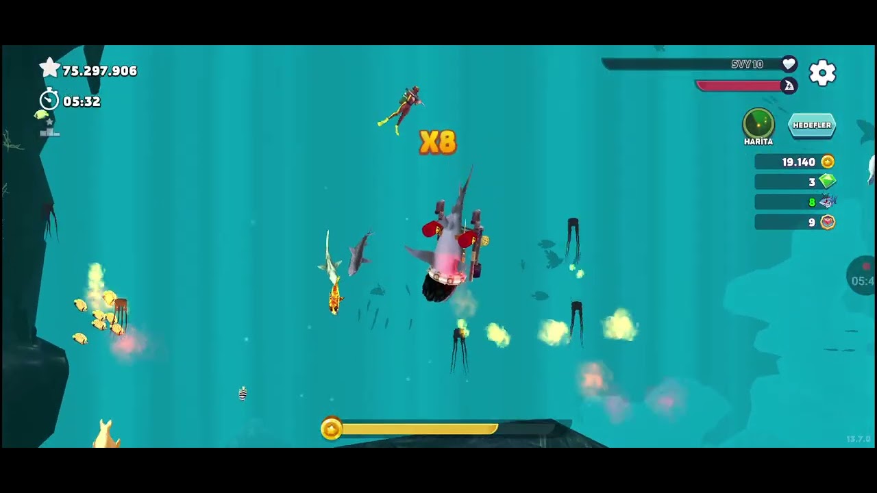 Hungry Shark:Kaplan K.Balığı oynanış