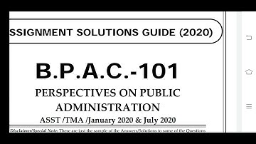 BPAC 101 Ignou Solved Assignment