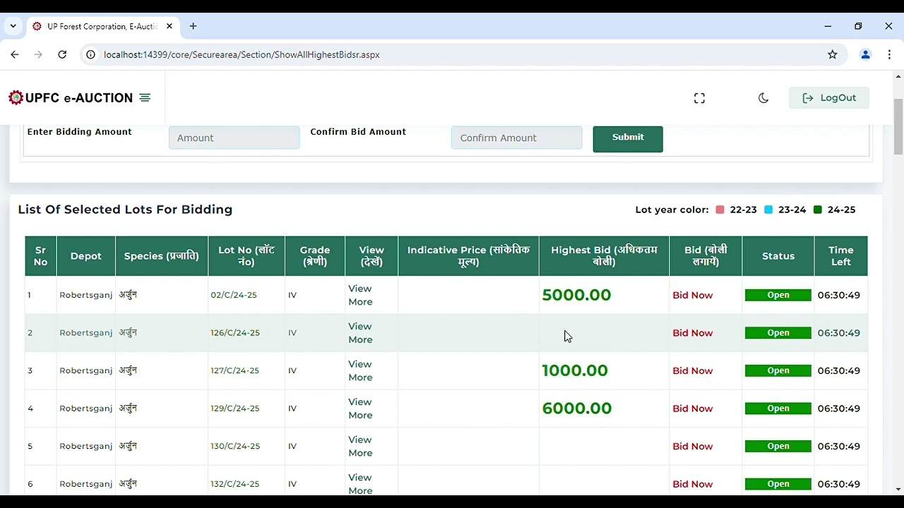 UP FOREST AUCTION / BIDDING PROSESS