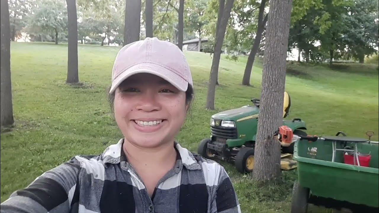 Using weed eater Grass trimmer lawncare YouTube