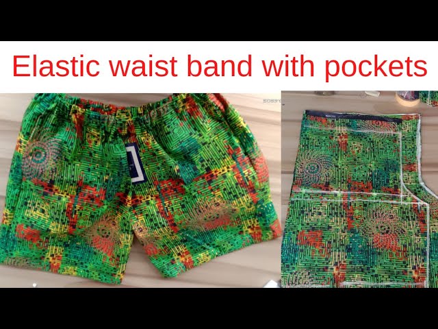 Easy diy short with pockets and elastic waist band/ beginners friendly. class=