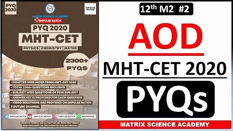 AOD | APPLICATION OF DERIVATIVES | MHT CET PYQ 2020 | CLASS 12 | IMPULSE BATCH