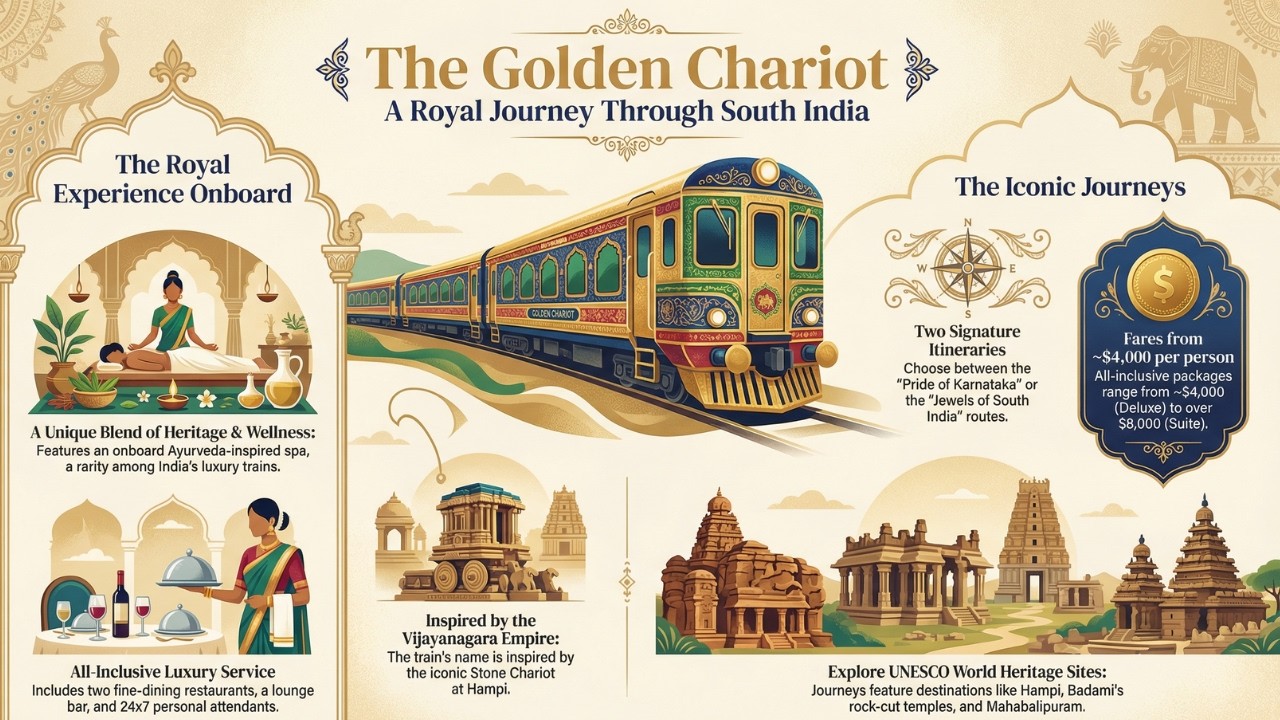 Golden Chariot | Indian Luxury Tourist Train | Royal South India Luxury Train Journey