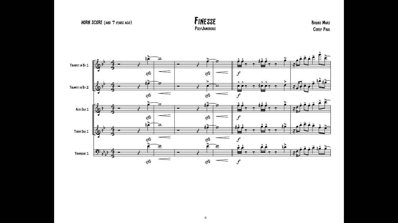 Finesse Horn Sheet Music by PolyJamorous - YouTube