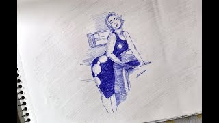 Stefania Ferrario with ballpoint pen