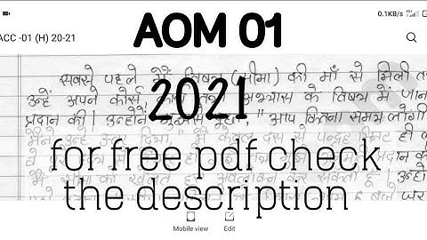AOM 01 SOLVED ASSIGNMENT 2020-21 | AOM 01 IGNOU solved assignment 2021 | IGNOU solved assignment pdf
