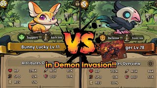 Lvl. 11 Bunny Lucky vs Lvl. 78 Soul Messenger in Demon invasion | Smithing Master screenshot 4