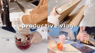 productive vlog ✮🎧 waking up at 4 AM, ikea,kitchen makeover, romanticizing studying, blueberry milk