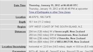 5.9 EARTHQUAKE OFF WEST COAST OF THE SOUTH ISLAND, JAN 19 2012 5.9 EARTHQUAKE OFF WEST COAST OF THE SOUTH ISLAND, JAN 19 2012