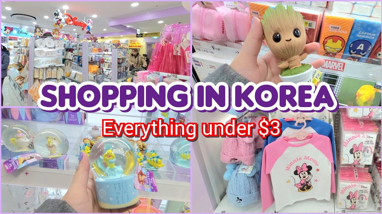 Shopping in korea 🇰🇷 vlog, Everything under $3 Disney clothes, accessories & toys haul at Daiso 다이소