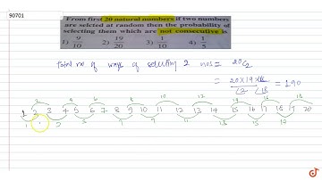From first 20 natural numbers if two numbers are selected at random then the probability of sel...