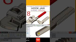 8- Project 17 |Pipe Wrench 2| SolidWorks Tutorial : hook jaw #CAD #CAM #drawing