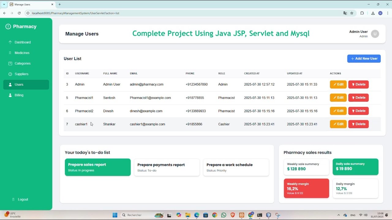 Pharmacy Management System Using Java Servlet and JSP and Mysql in ...