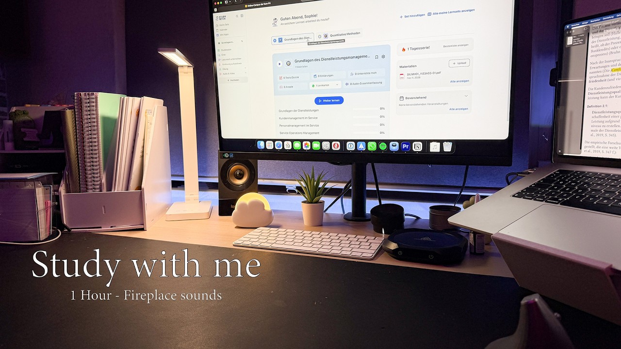 1-HOUR STUDY WITH ME 🖥️ / Low Motivation Day 😴 / Fireplace sounds, No music