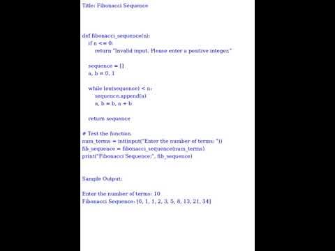 Fibonacci Sequence (Python Code) - YouTube