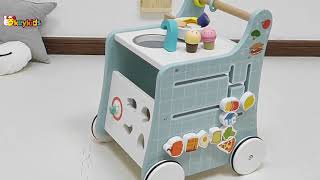 Okeykids Wooden Push Walker with Mini Kitchen for Kids