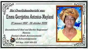 Het overlijdensbericht van: Mevr. Emma Antonius-Mayland