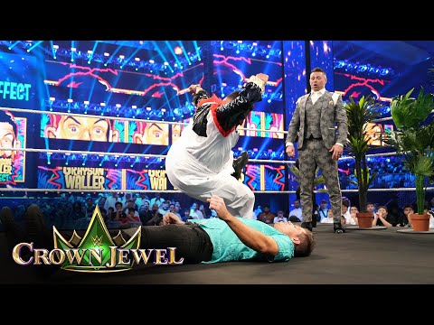 Ibrahim Al Hajjaj hits the People's Elbow on Grayson Waller: WWE Crown Jewel 2023 highlights