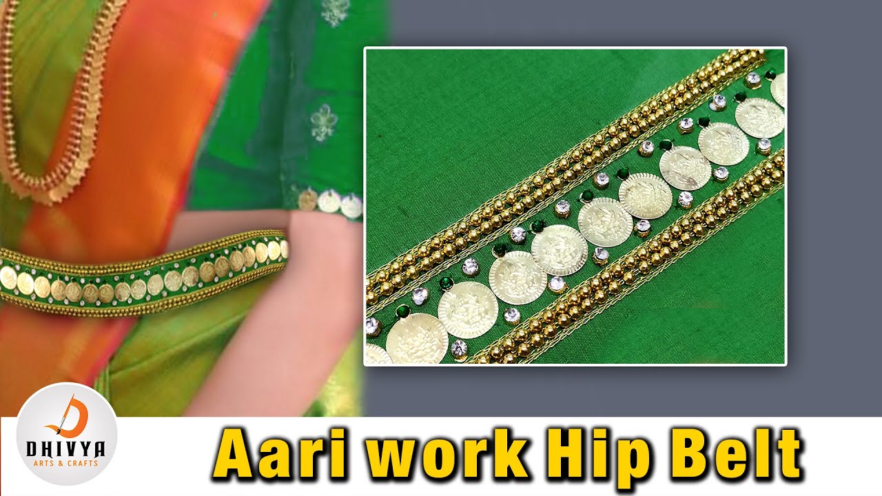 DIY Cloth Waist belt Making, Aari work, Simple design