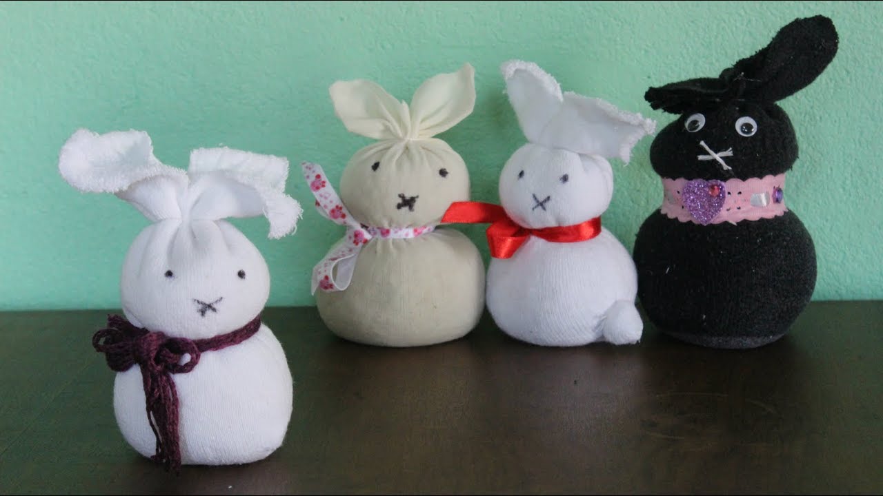 Coelho de Meia sem Costura para fazer brincando - Decoração de Pascoa