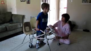 Caleb's first steps following tethered cord surgery