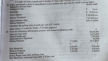 Sol. of ques no. 21,22,23,24,25&26 of Single or Unit or OutputCosting,B.Com Part3,DrBK Mehta,CostA/C