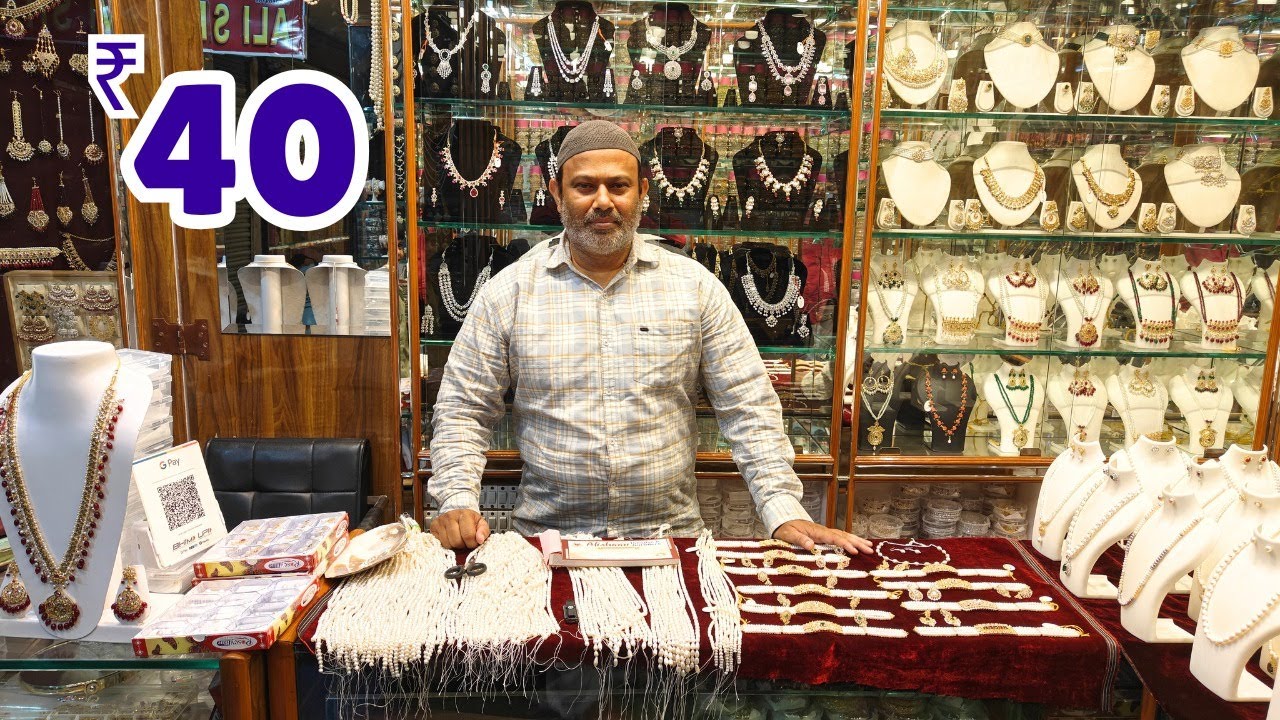 Charminar Ladbazar Flat 50% OFF Bridal Real Pearls Navratan Nizami Jewellery