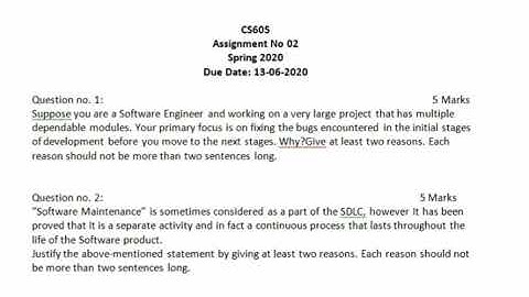 Cs605 Assignment No. 2 spring 2020 idea solution