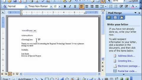 Word 2003 Tutorial Modifying the Merge Document Microsoft Office Training Lesson 21.1