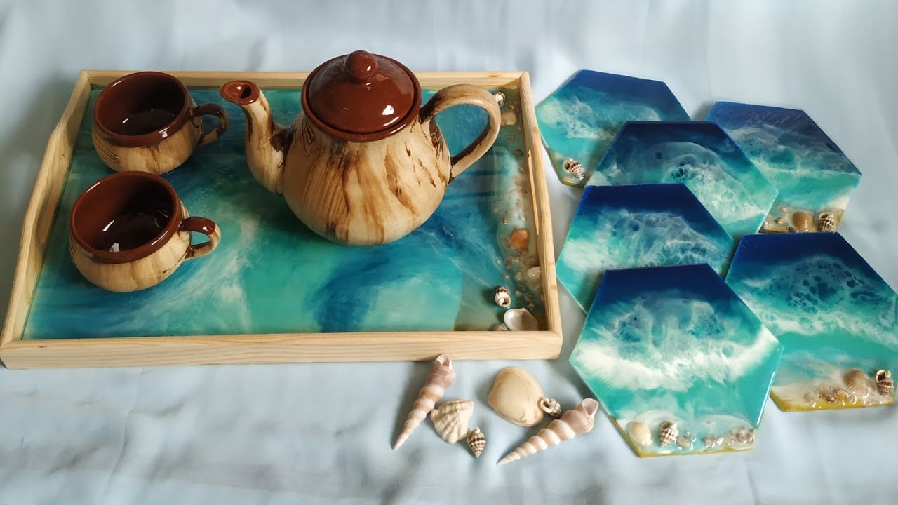 Decorative Wooden Tray Resin Pour Tutorial, Resin Art Tray