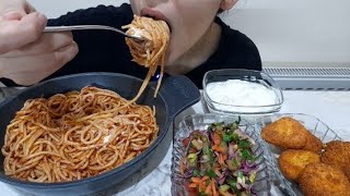 ASMR SALÇALI MAKARNA 🍝 VE ÇITIR NUGGET (EATİNG SHOW) SUDE ASMR