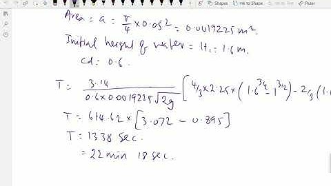 Fluid mechanics : - (Time of emptying the tank through orifice; Solving problem) - 105.