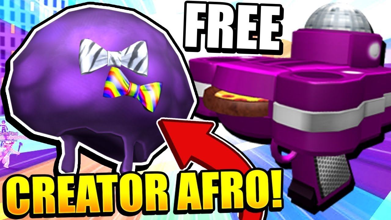Roblox Pizza Party Event Free Exclusive Creator Purple Party Afro Youtube - roblox purple party afro