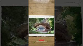 How to paint a jungle bridge with water reflections in watercolor 🎨 #Shorts