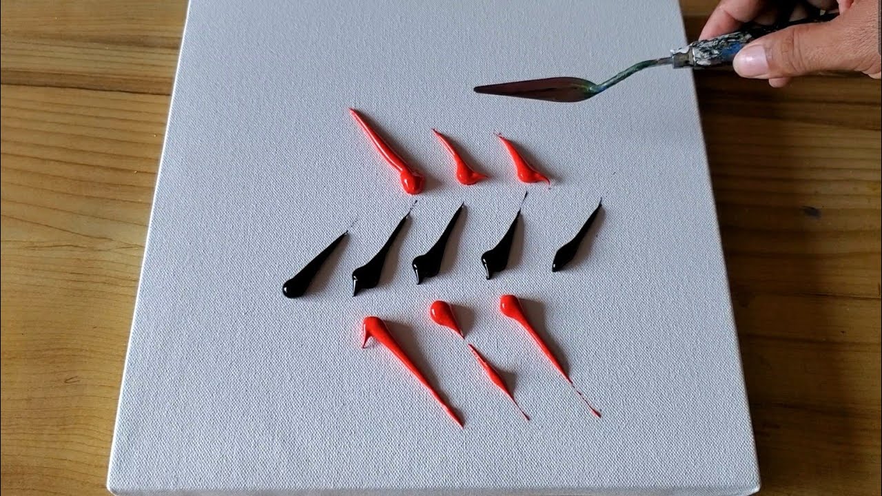 Only Red & Black / Easy Abstract Landscape Painting / Acrylics / 365