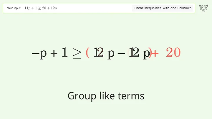 Solving Linear Inequalities: 11p+1 is Greater Than or Equal to 20+12p