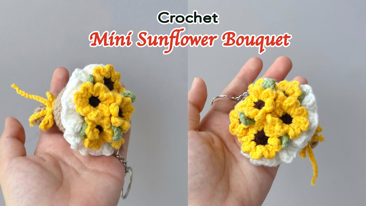 蜜柑　お花キーホルダー Easy Crochet Mini Flower Bouquet Keychain 🌻 | Cute Handmade Gift