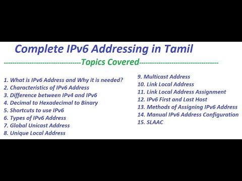 The Complete IPv6 Addresing in TAMIL