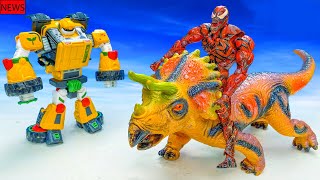 Robot toys: the battle between Tobot T and Venom Red, the golden rhinoceros - and the ending.