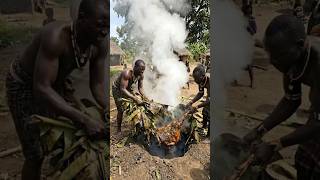 Underground Oven | African Tribe Cooking a Whole Wild Animal🍖 #tribalfood #triballife #shorts