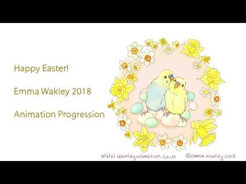 Happy Easter! Budgies animation (process breakdown)