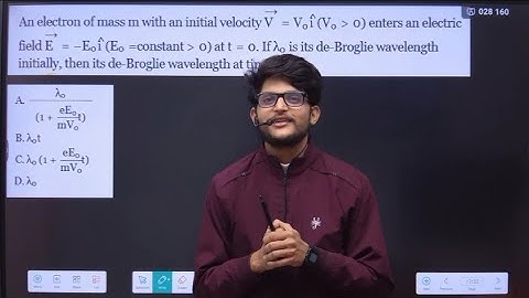 An electron of mass m with an initial velocity vector v = vo i  vo  0 enters and electric field vect