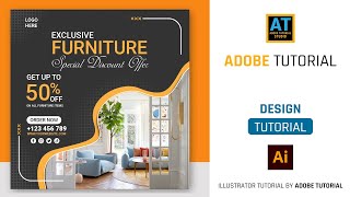 How to Design Furniture Social Media Banner Illustrator Tutorial Adobe Tutorial