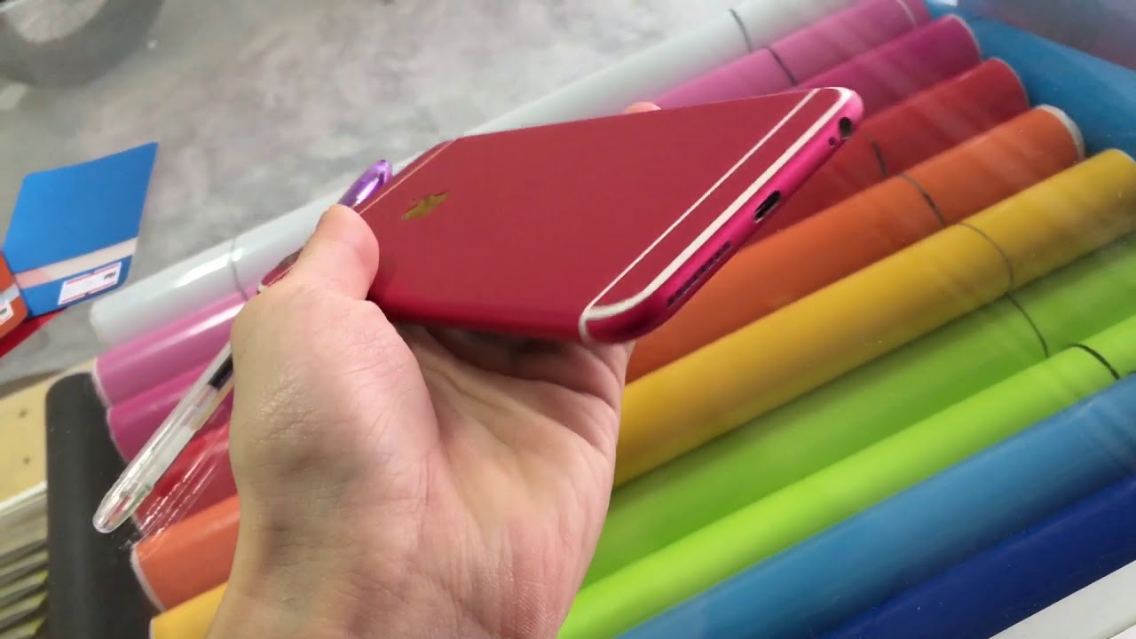 PhoneOwl Mobile Wrapping- Pink film on iphone 6 plus - YouTube