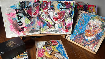 EASY Oil Pastel Mixed Media Techniques - how to add layers and texture over acrylic