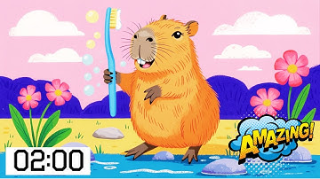 Brush Like A Capybara Toothbrushing Song for Kids | 2 Minute Magic Toothbrush Timer