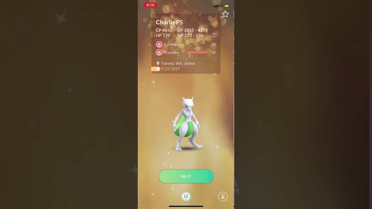Pokemon Go - Shiny Lucky Mewtwo with Shadow Ball